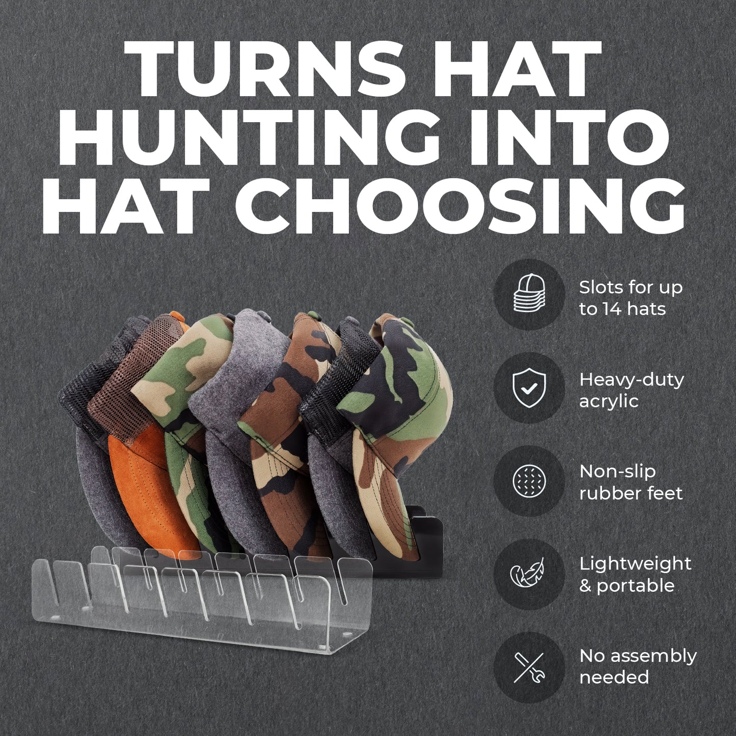 Hat Rack, Acrylic Black or Clear