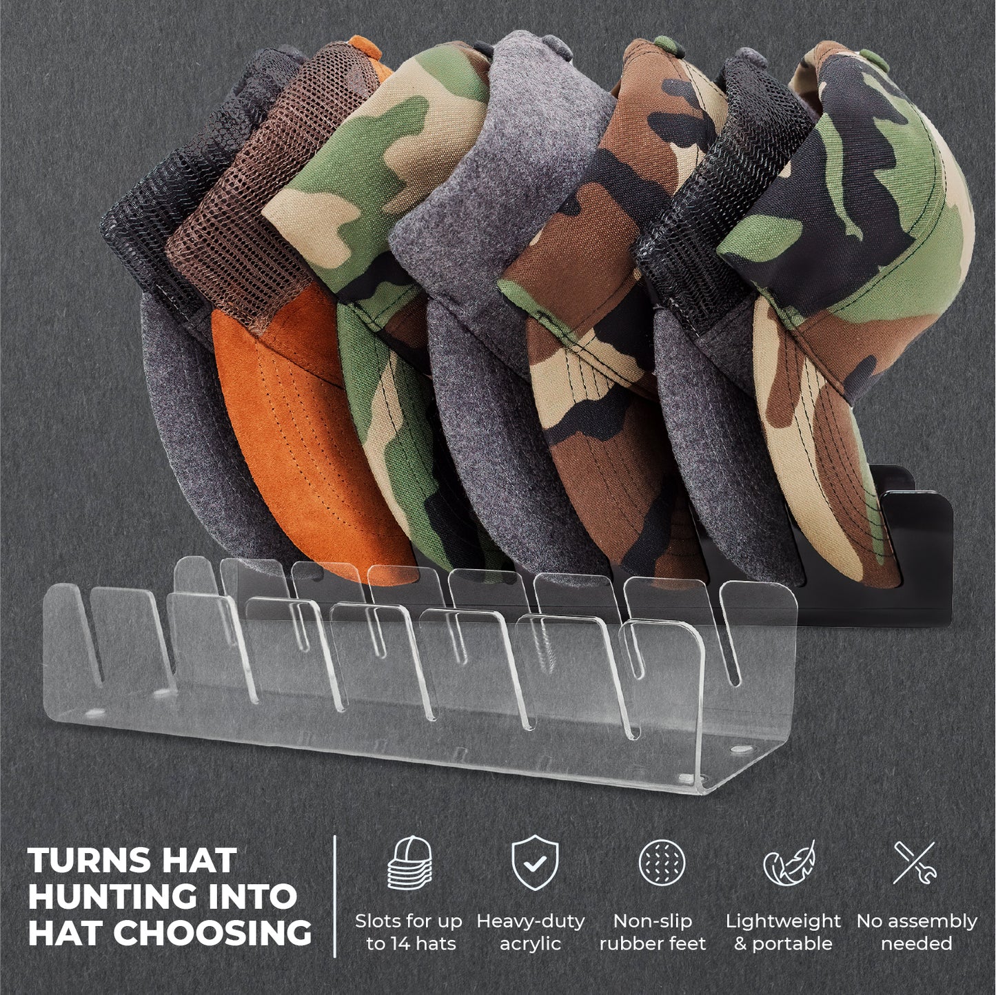 Hat Rack, Acrylic Black or Clear