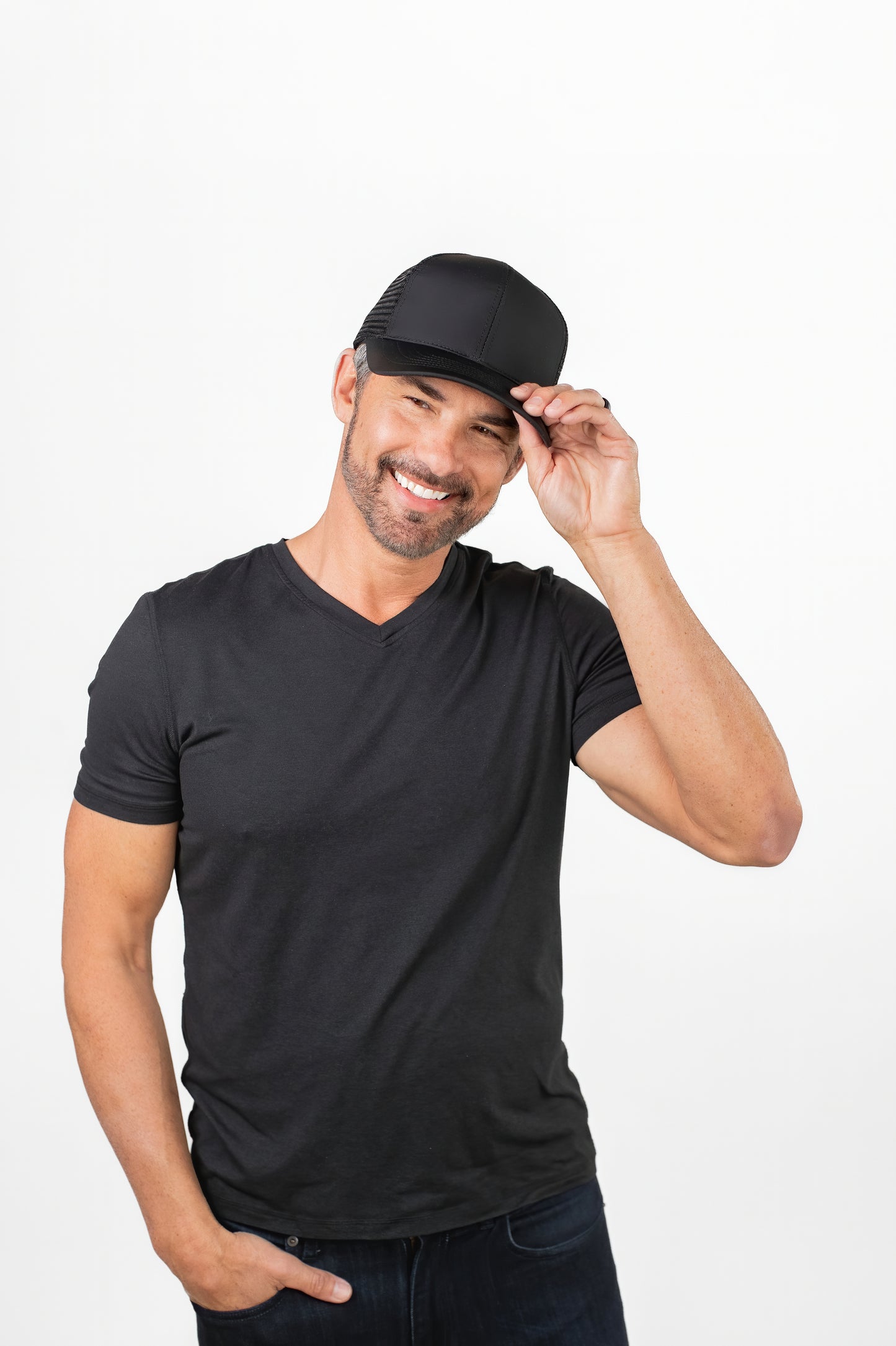 Black Waterproof Snapback Trucker Hat