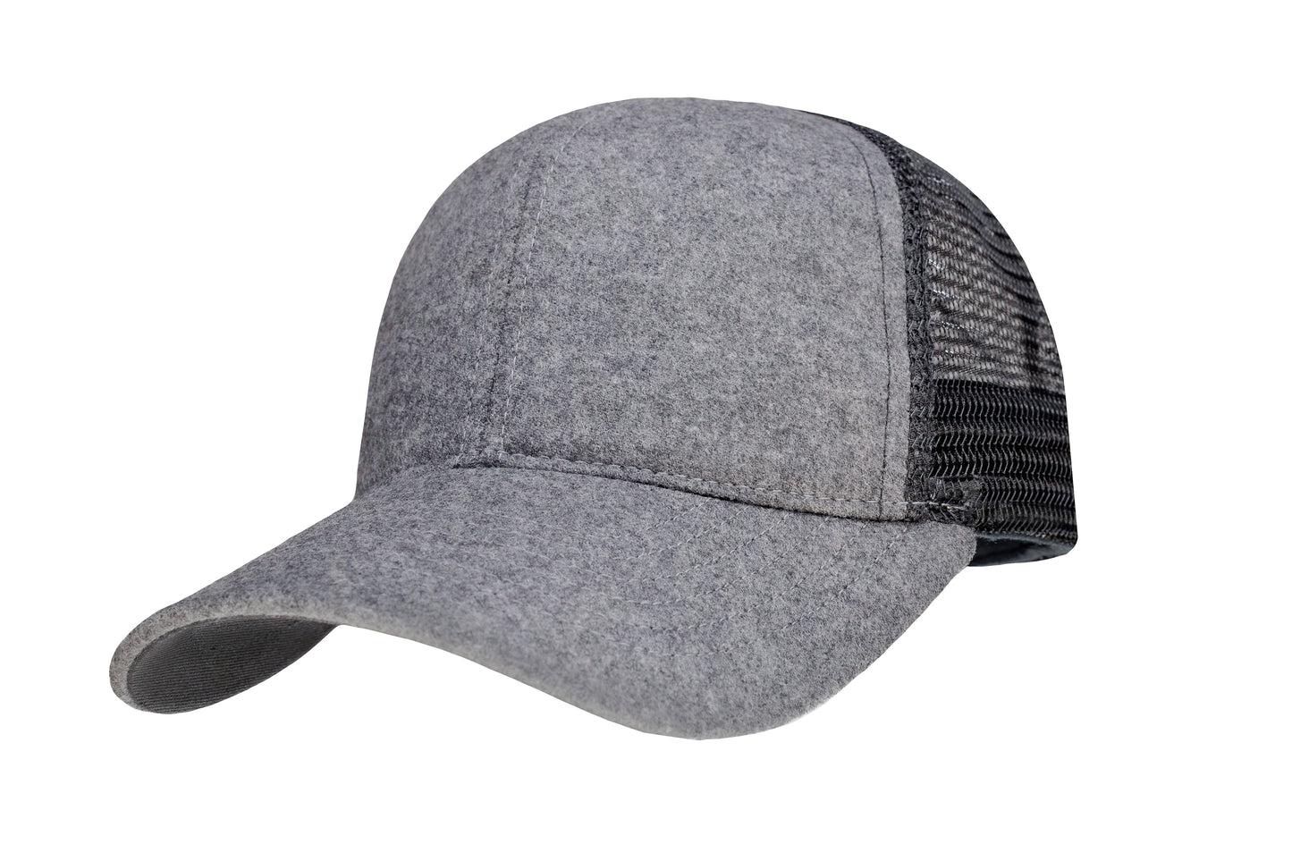 Gray Italian Wool Trucker Hat, Snapback, Made in USA