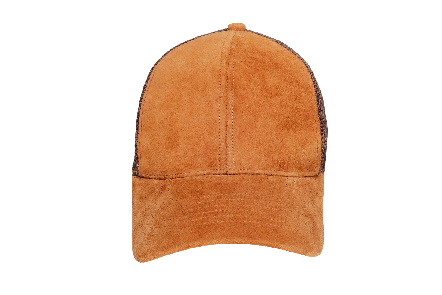 Café Brown Italian Suede Trucker Hat, Snapback, Made in USA
