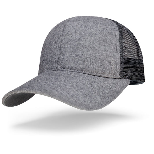 Gray Italian Wool Trucker Hat, Snapback, Made in USA
