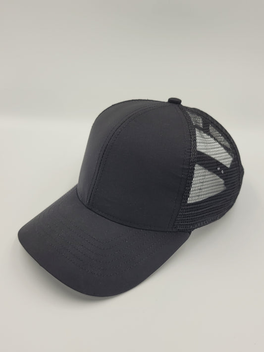 Black Waterproof Trucker Hat, Snapback, Made in USA