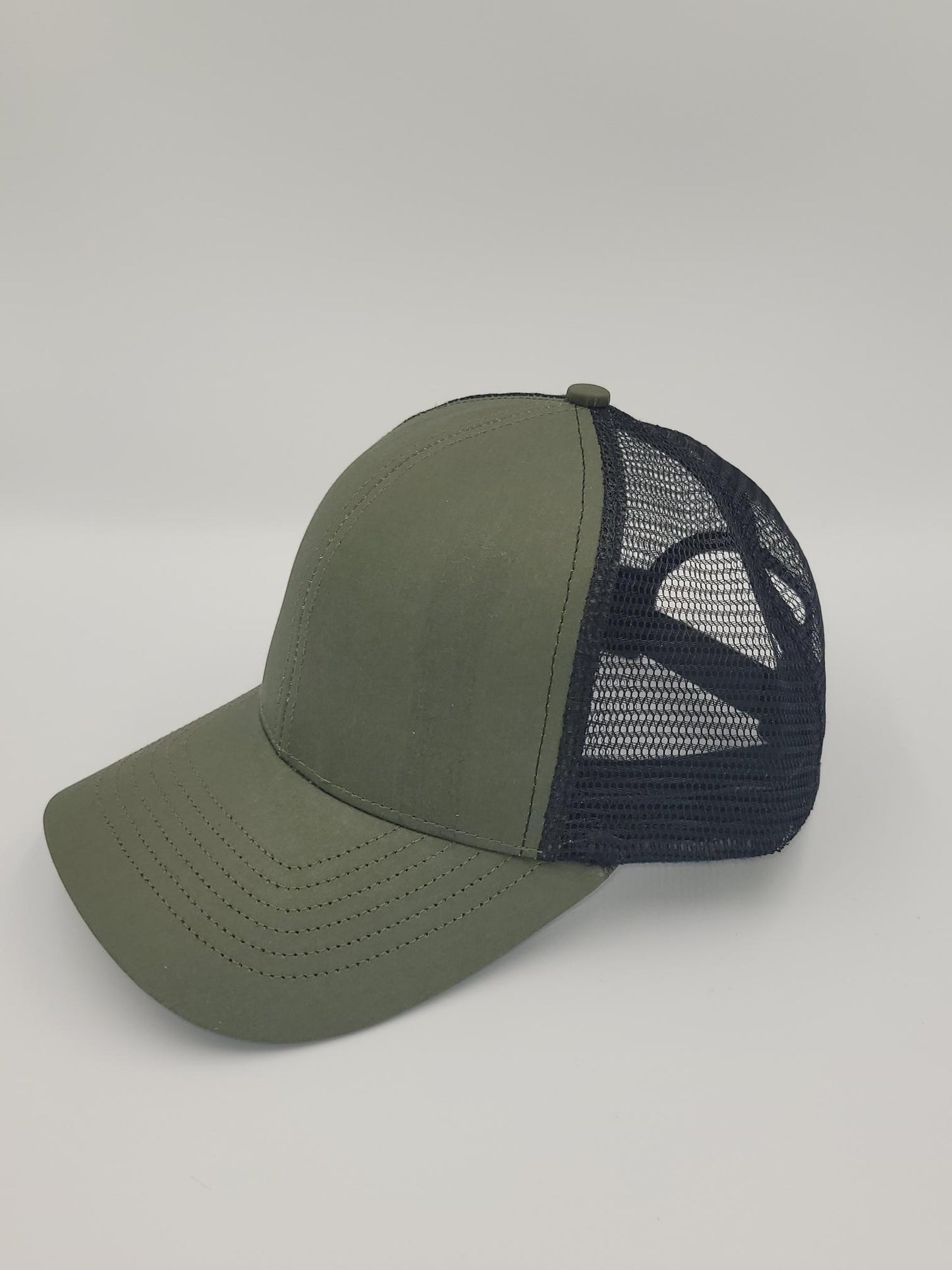 Green Oil Finish Canvas Trucker Hat, Snapback, Made in USA