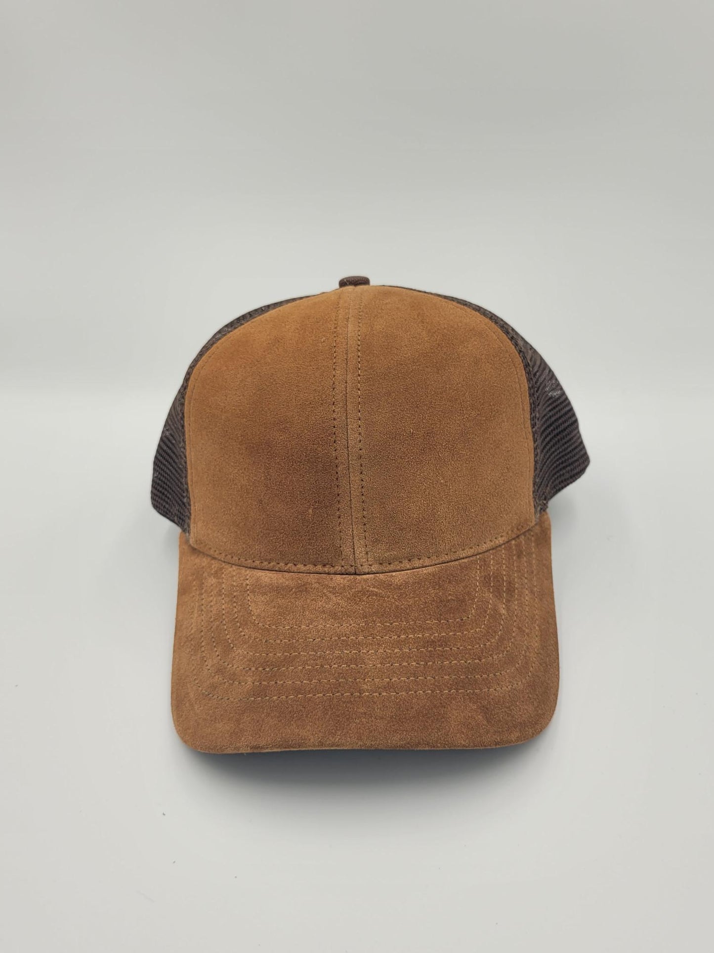 Café Brown Suede Trucker Hat, Snapback, Made in USA