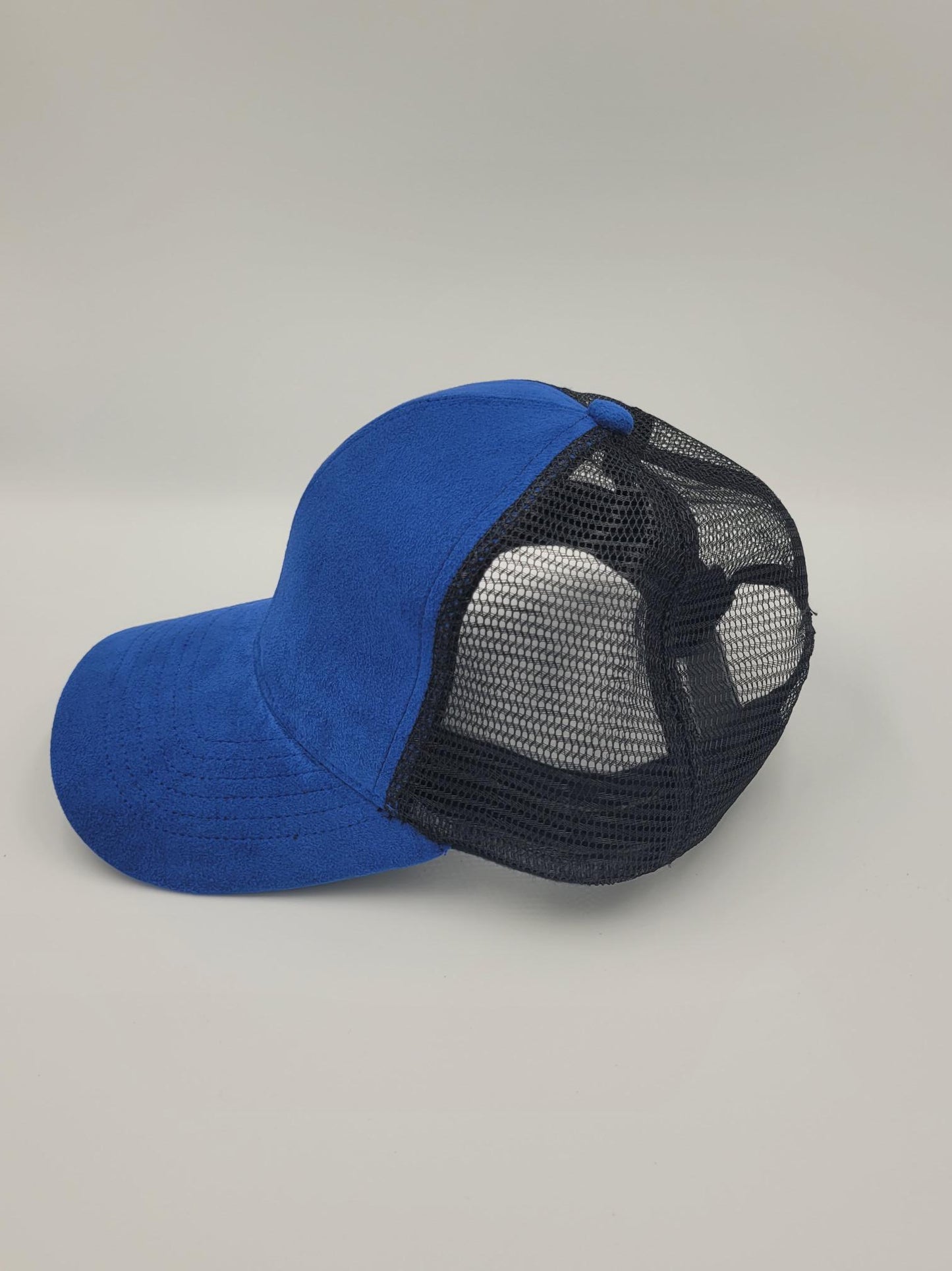 Blue Suede Fabric Trucker Hat, Snapback, Made in USA