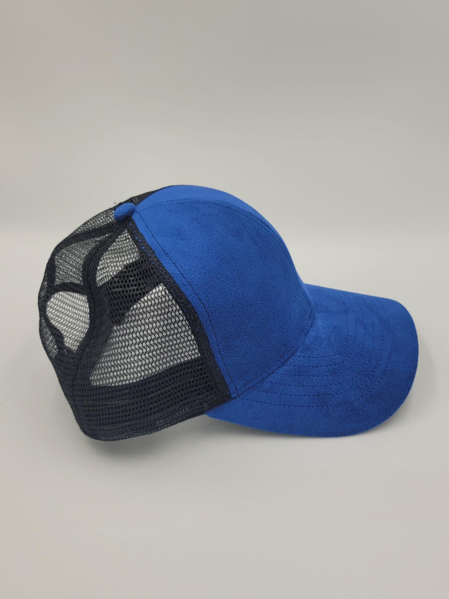 Blue Suede Fabric Trucker Hat, Snapback, Made in USA