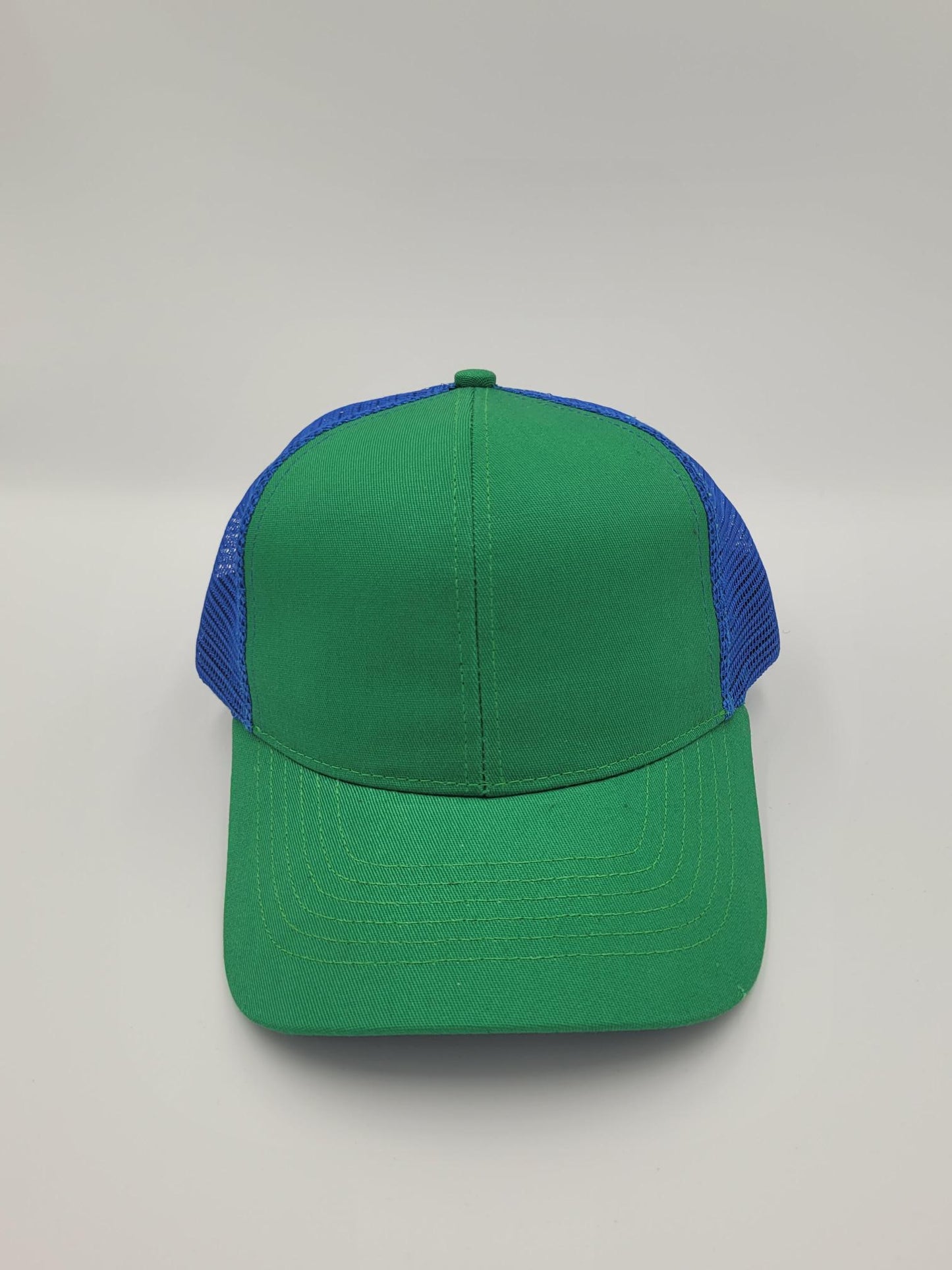 Green Cotton Blue Mesh Trucker Hat, Snapback, Made in USA