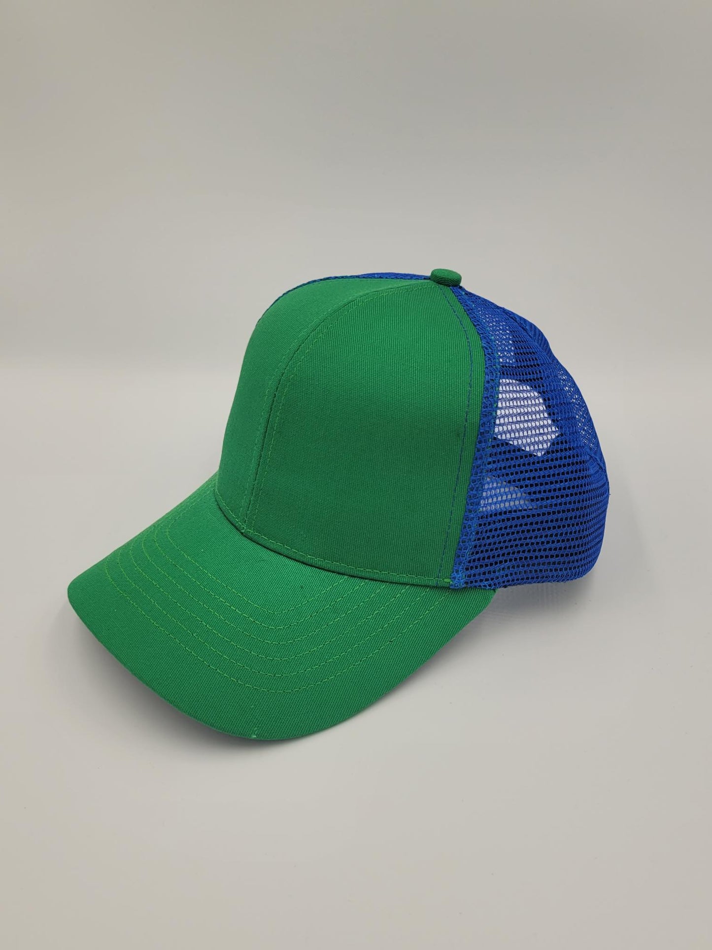 Green Cotton Blue Mesh Trucker Hat, Snapback, Made in USA