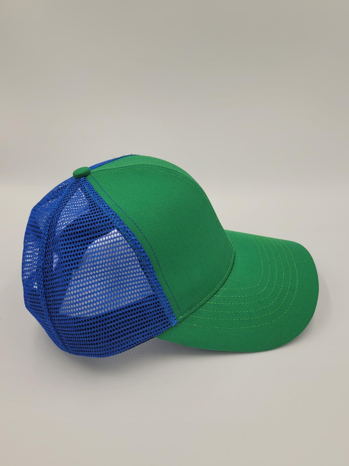 Green Cotton Blue Mesh Trucker Hat, Snapback, Made in USA