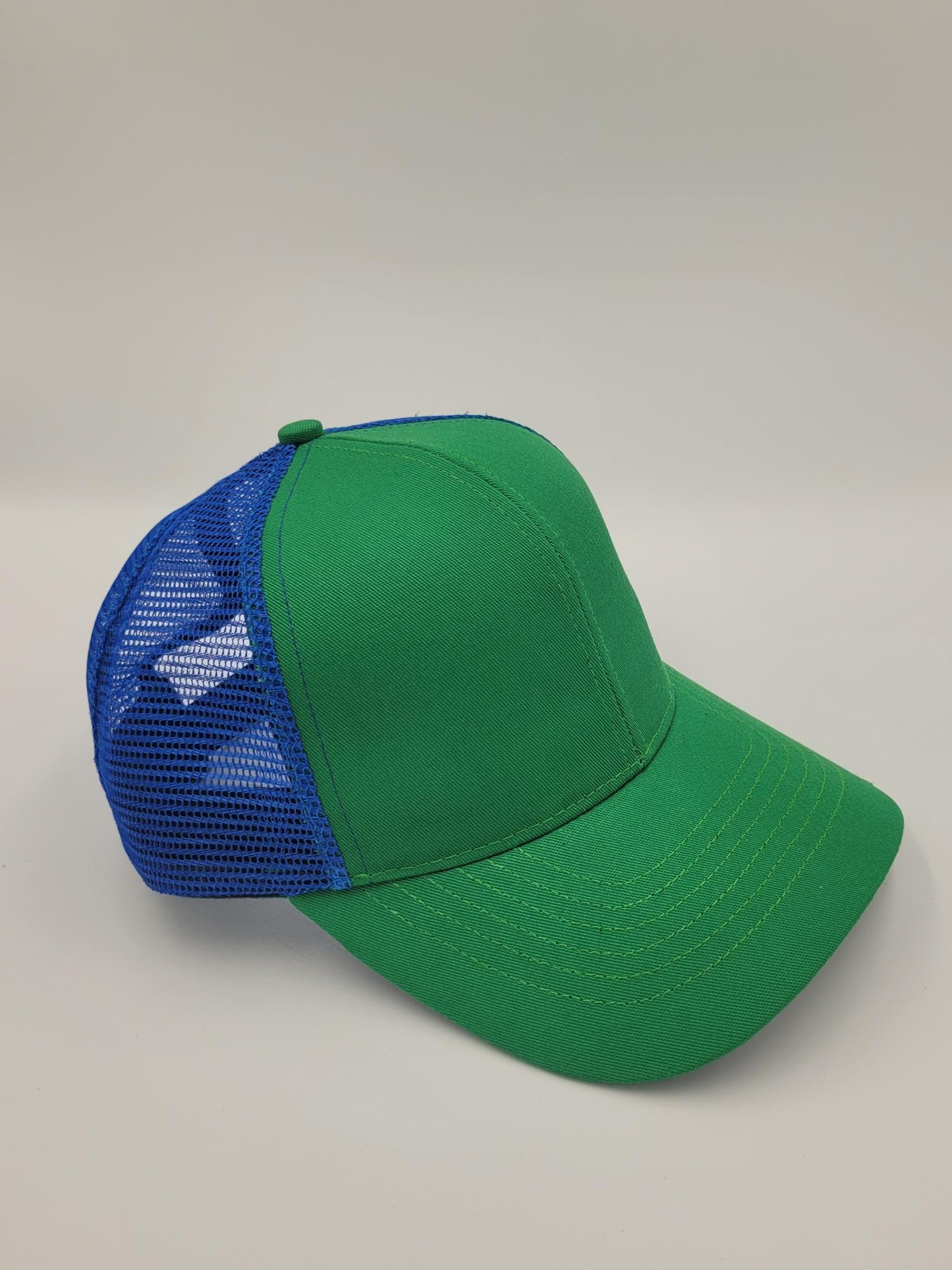 Green Cotton Blue Mesh Trucker Hat, Snapback, Made in USA