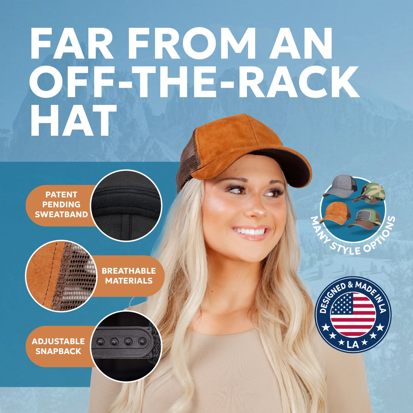 Black Waterproof Trucker Hat Snapback with USA Flag Embroidery