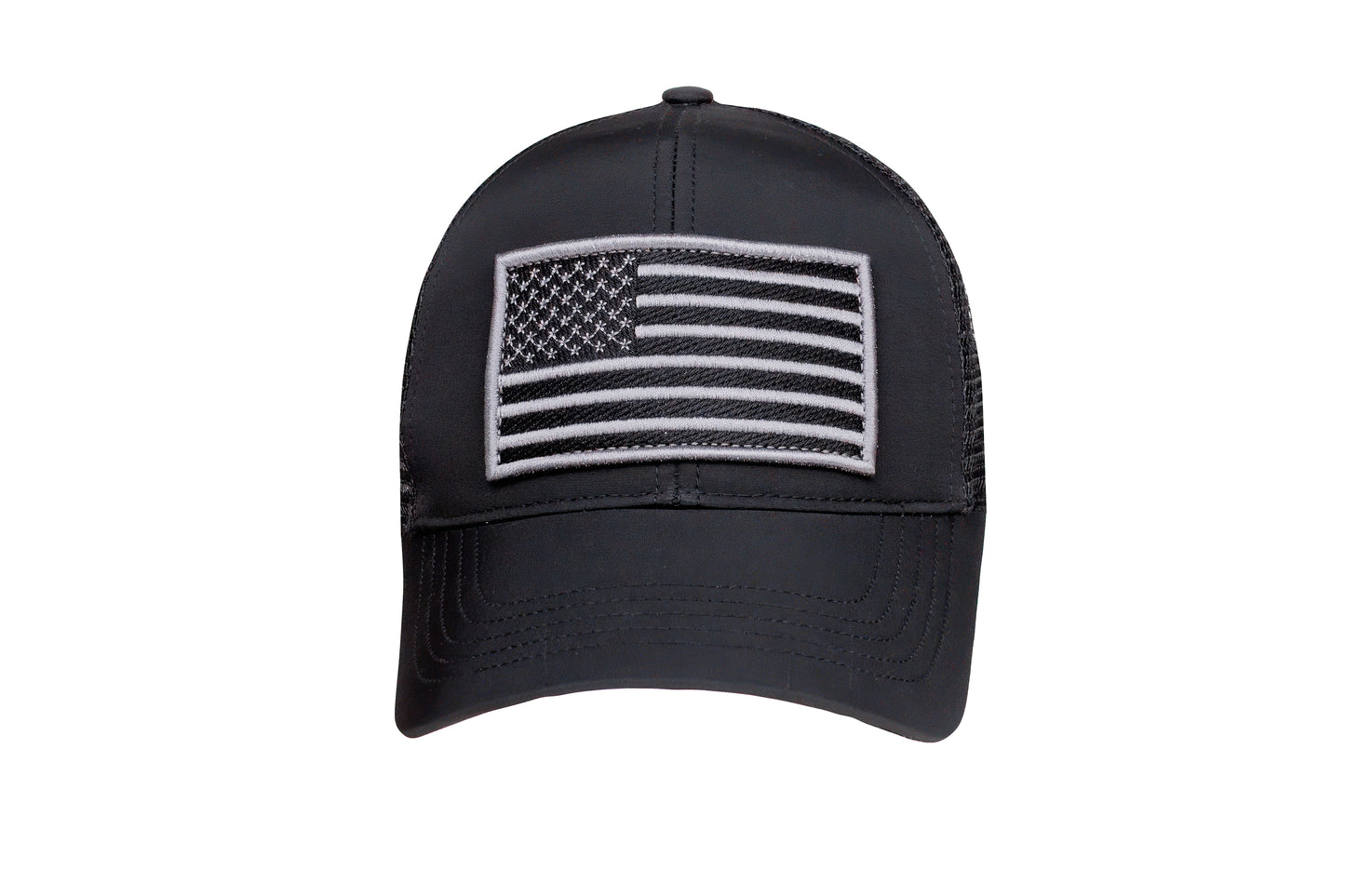 Black Waterproof Trucker Hat Snapback with USA Flag Embroidery