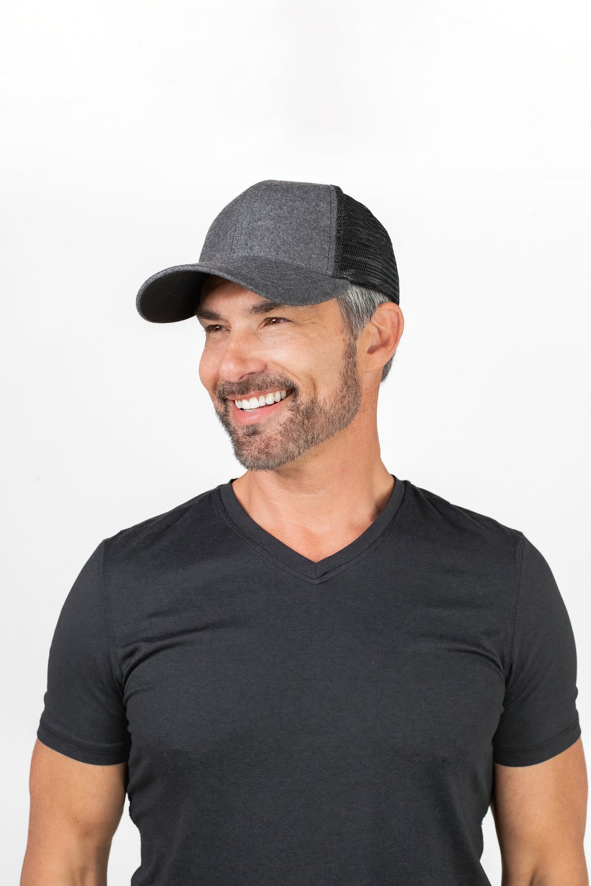 Gray Italian Wool Trucker Hat, Snapback, Made in USA