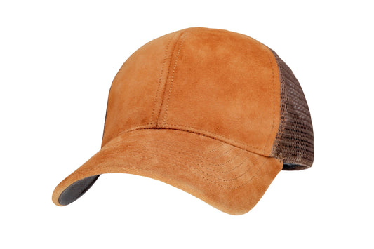 Café Brown Italian Suede Trucker Hat, Snapback, Made in USA