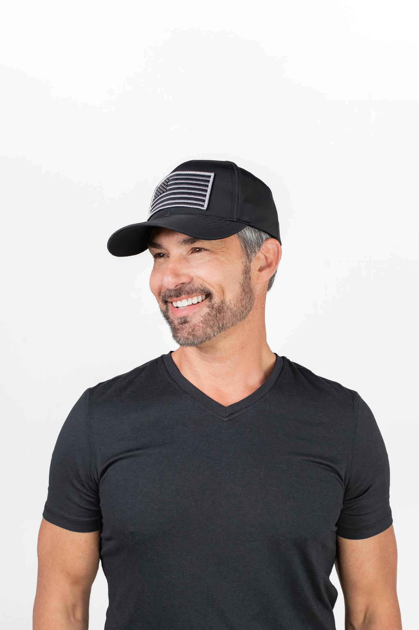 Black Waterproof Trucker Hat Snapback with USA Flag Embroidery