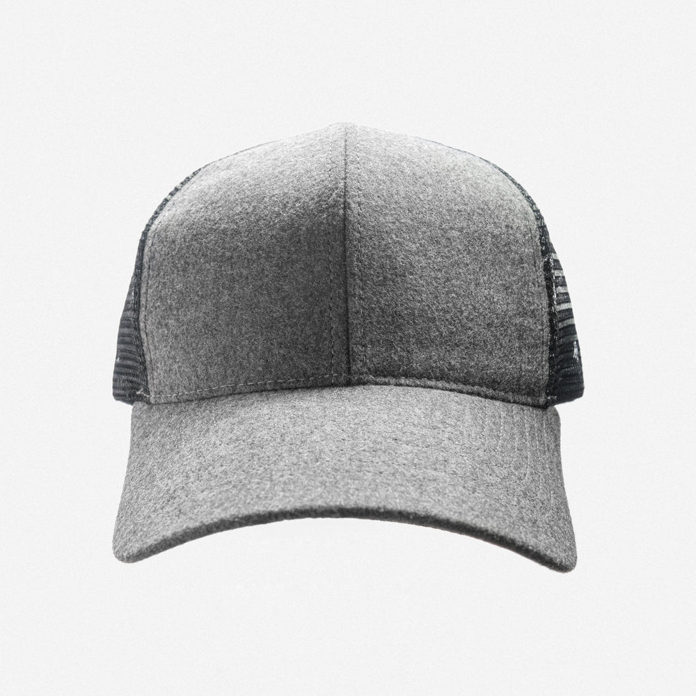 Gray Italian Wool Trucker Hat, Snapback, Made in USA