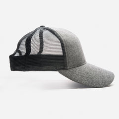 Gray Italian Wool Trucker Hat, Snapback, Made in USA