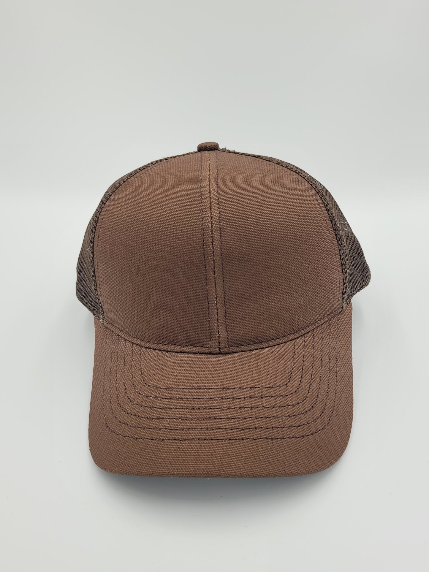 Dark Brown Cotton Brown Mesh Trucker Hat, Snapback, Made in USA