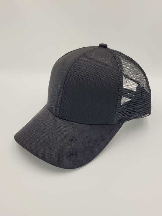 Black Ballistic Nylon Waterproof Trucker Hat, Snapback, Made in USA