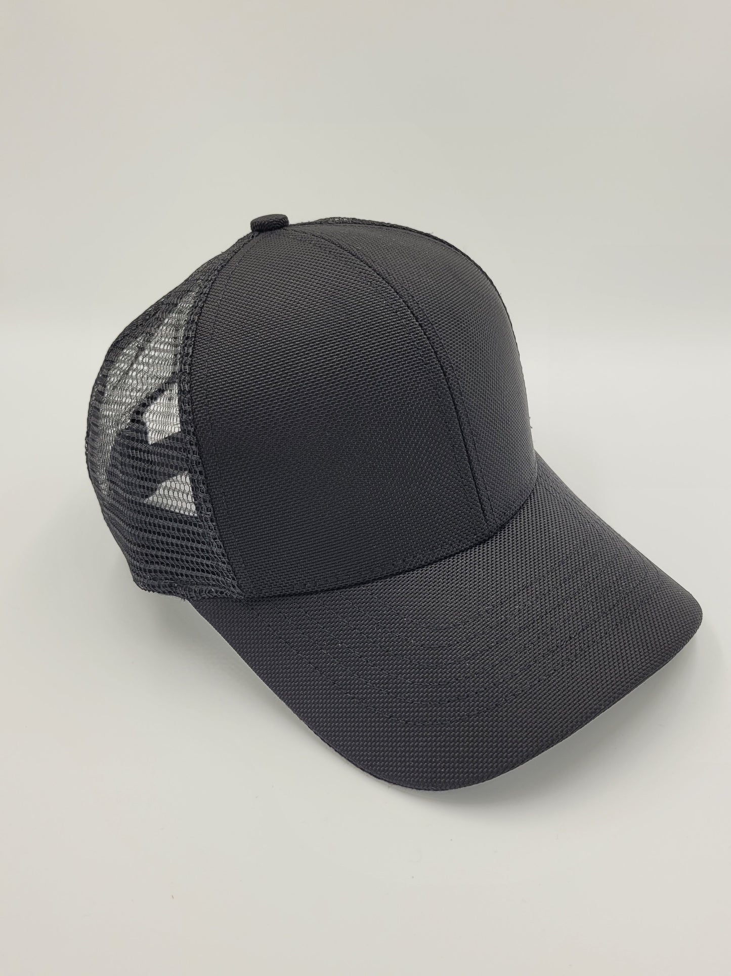 Black Ballistic Nylon Waterproof Trucker Hat, Snapback, Made in USA