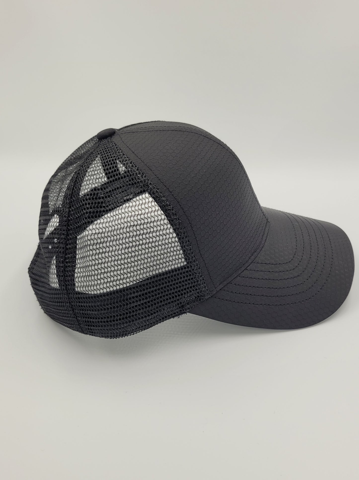 Black Hexagon Ripstop Waterproof Trucker Hat, Snapback, Made in USA