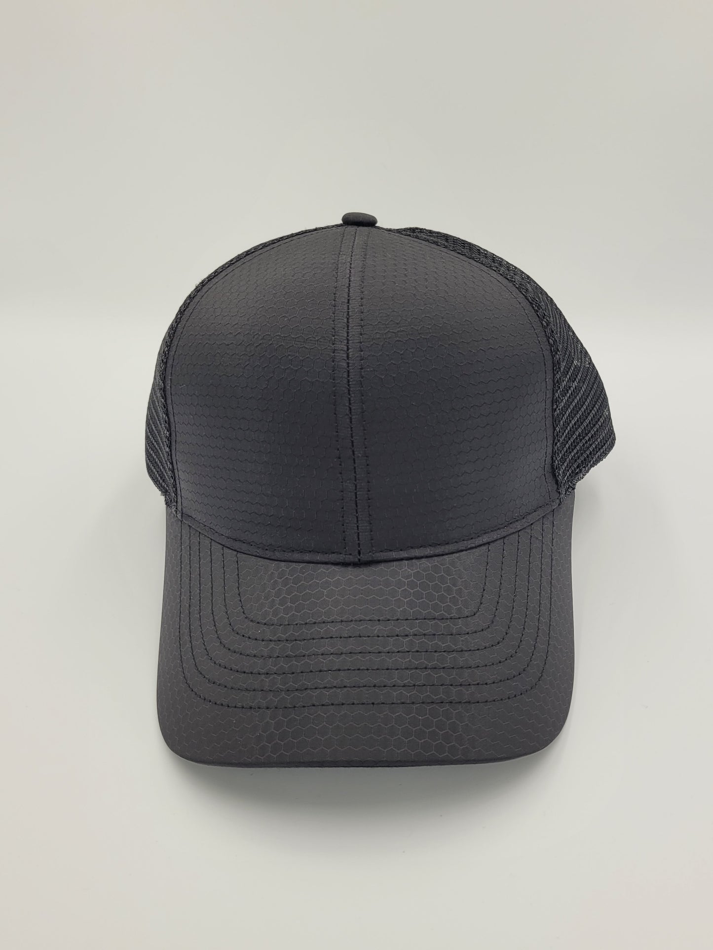 Black Hexagon Ripstop Waterproof Trucker Hat, Snapback, Made in USA