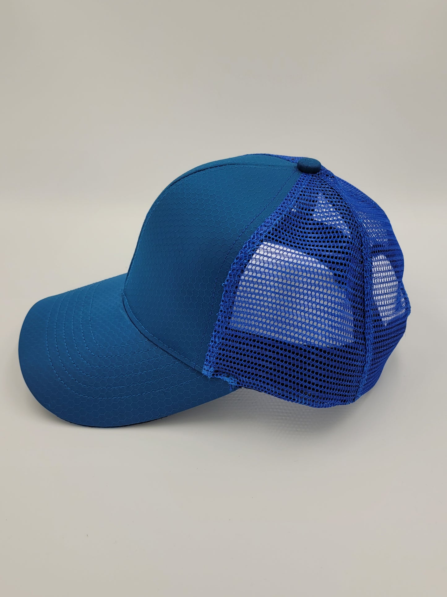 Royal Blue Hexagon Ripstop Waterproof Trucker Hat, Snapback, Made in USA