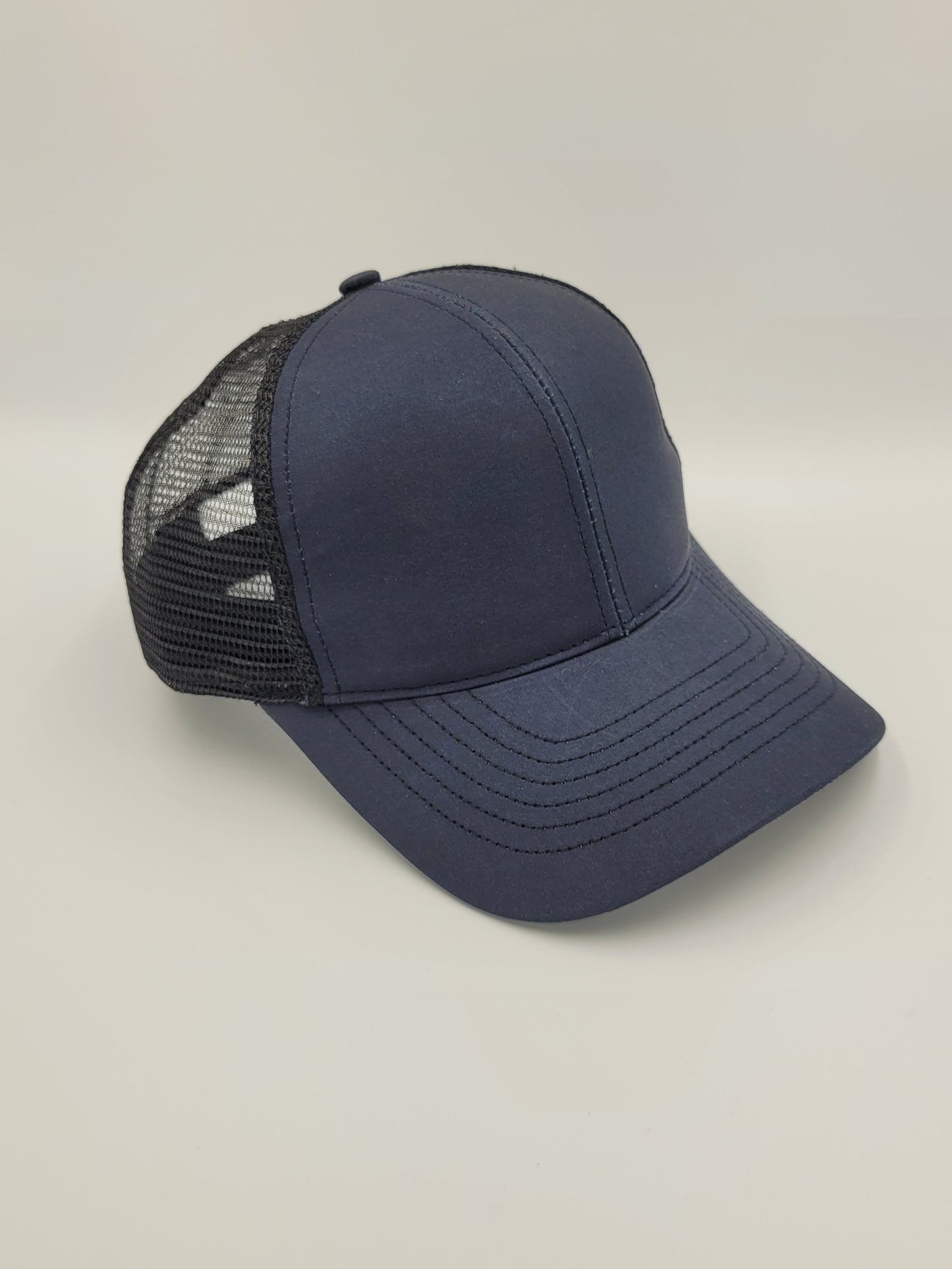 Blue Oil Finish Canvas Trucker Hat, Snapback, Made in USA