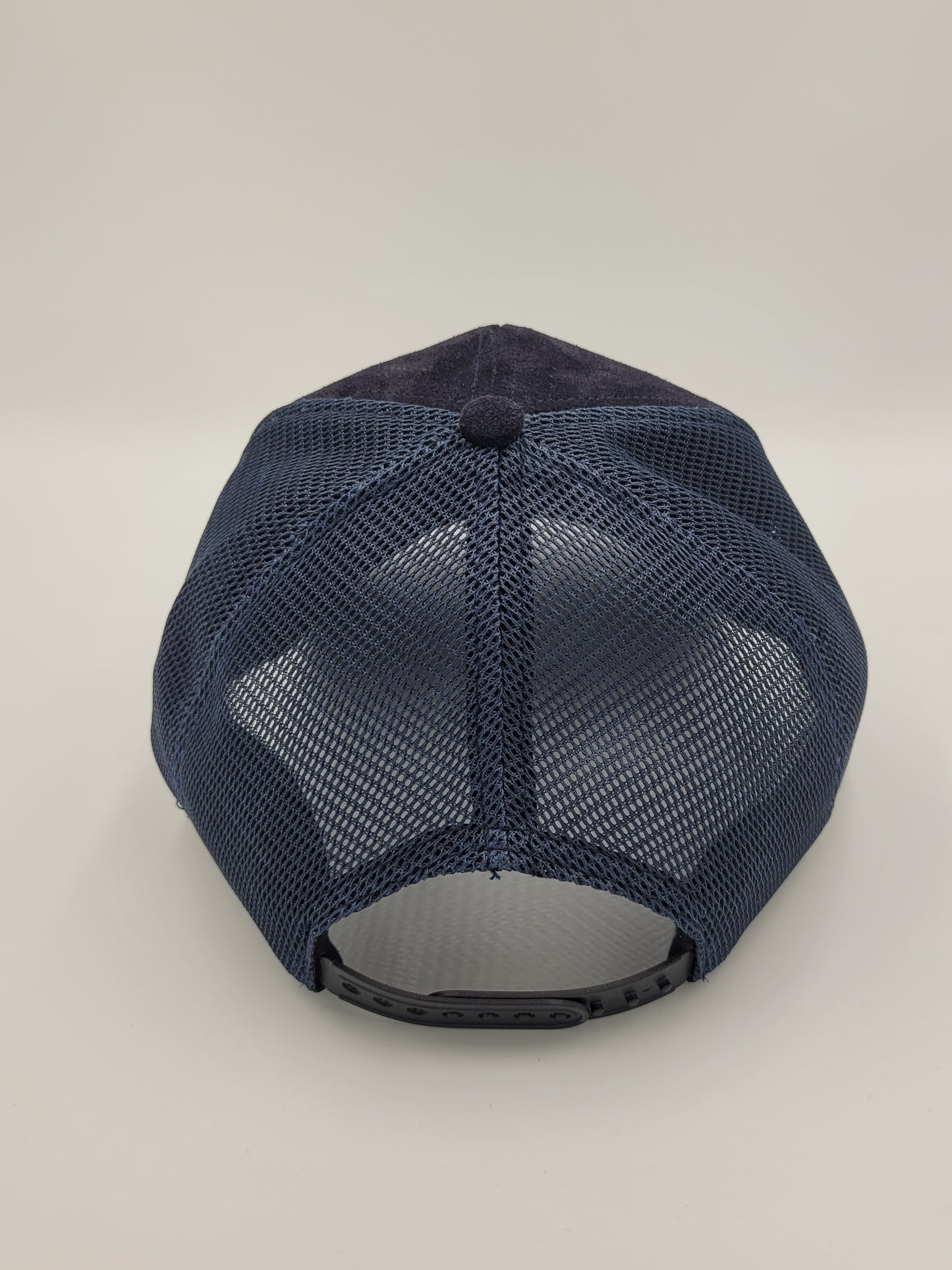 Dark Blue Suede Fabric Trucker Hat, Snapback, Made in USA