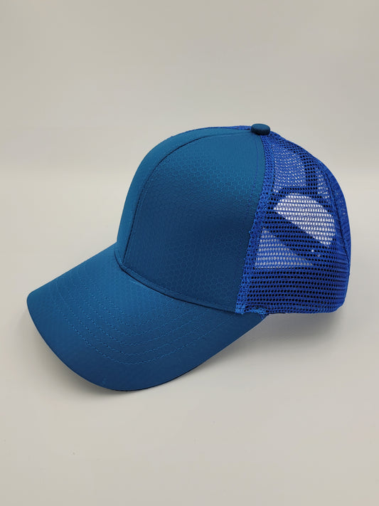 Royal Blue Hexagon Ripstop Waterproof Trucker Hat, Snapback, Made in USA