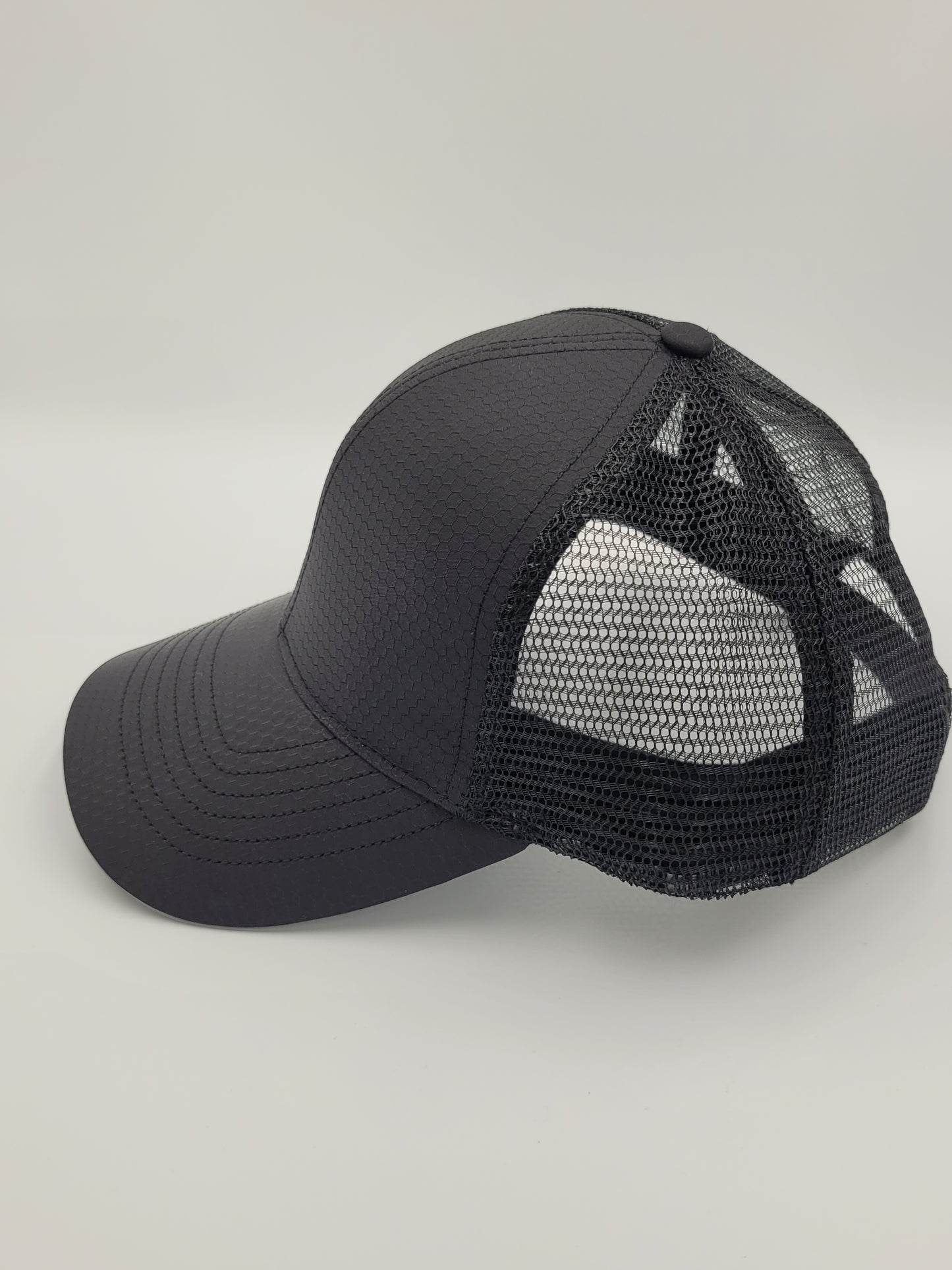 Black Hexagon Ripstop Waterproof Trucker Hat, Snapback, Made in USA