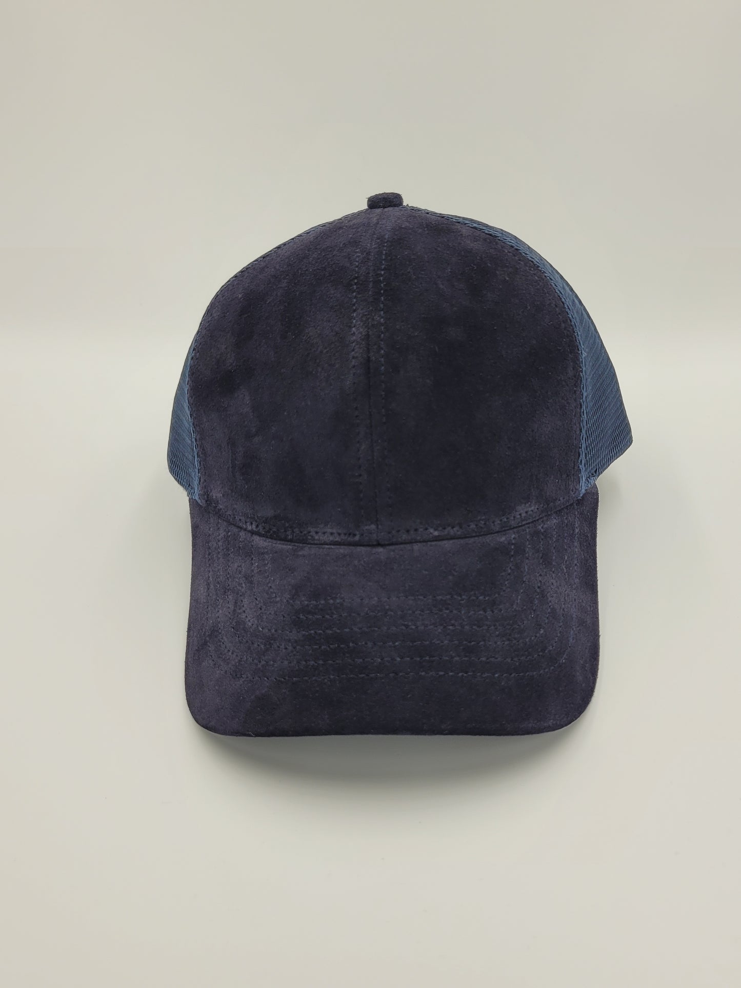 Dark Blue Suede Fabric Trucker Hat, Snapback, Made in USA