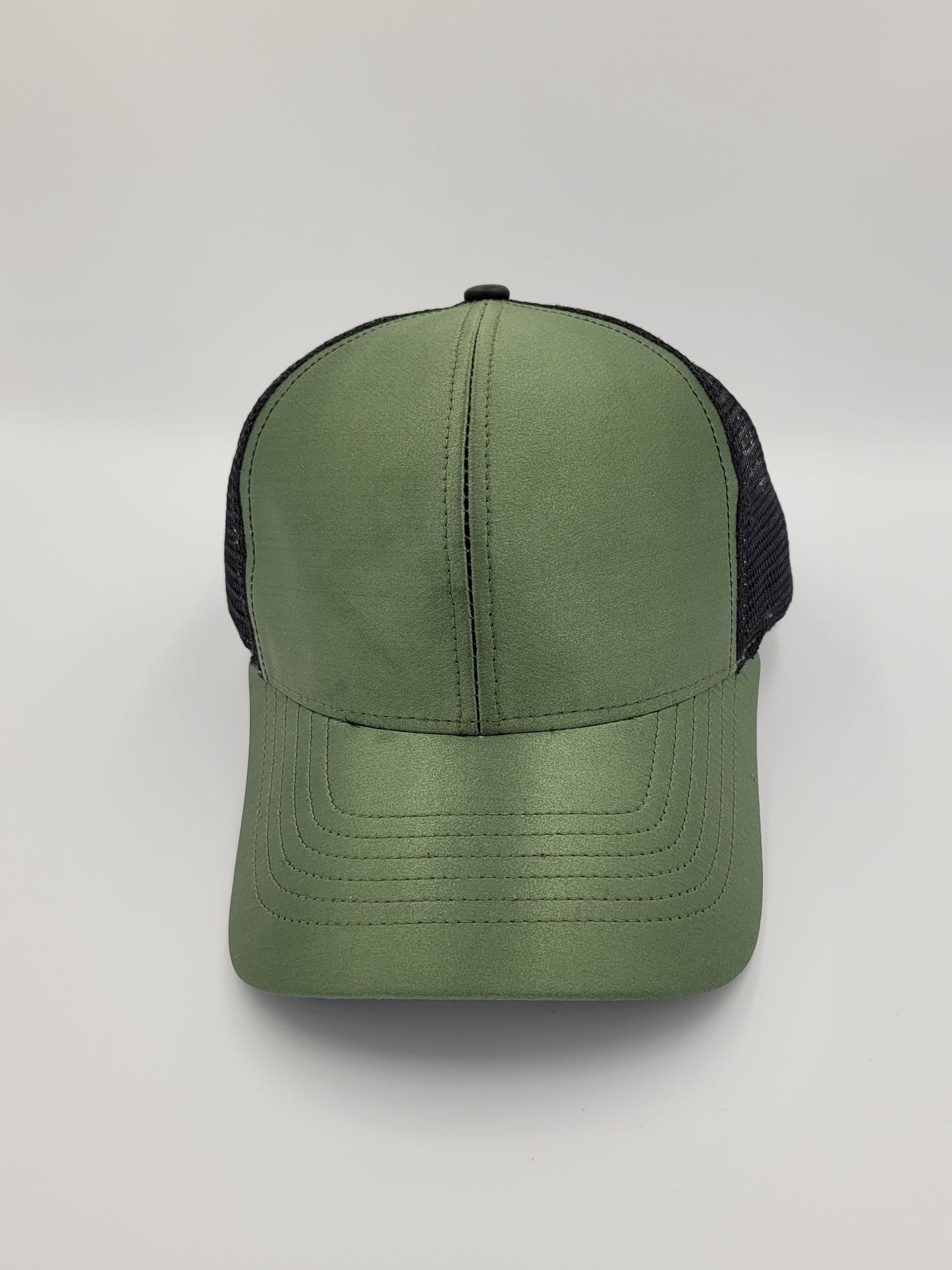 Green Satin French Silk Trucker Hat, Snapback, Made in USA